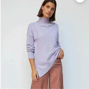Anthropologie Maeve Crystal Purple Sweater Tunic Soft Lilac Mock Neck Size Small